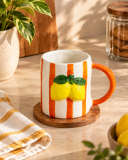 Citrus Striped Ceramic Mug - Orange