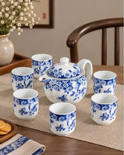 Blue Floral Butterfly - 7 Pieces Tea Set