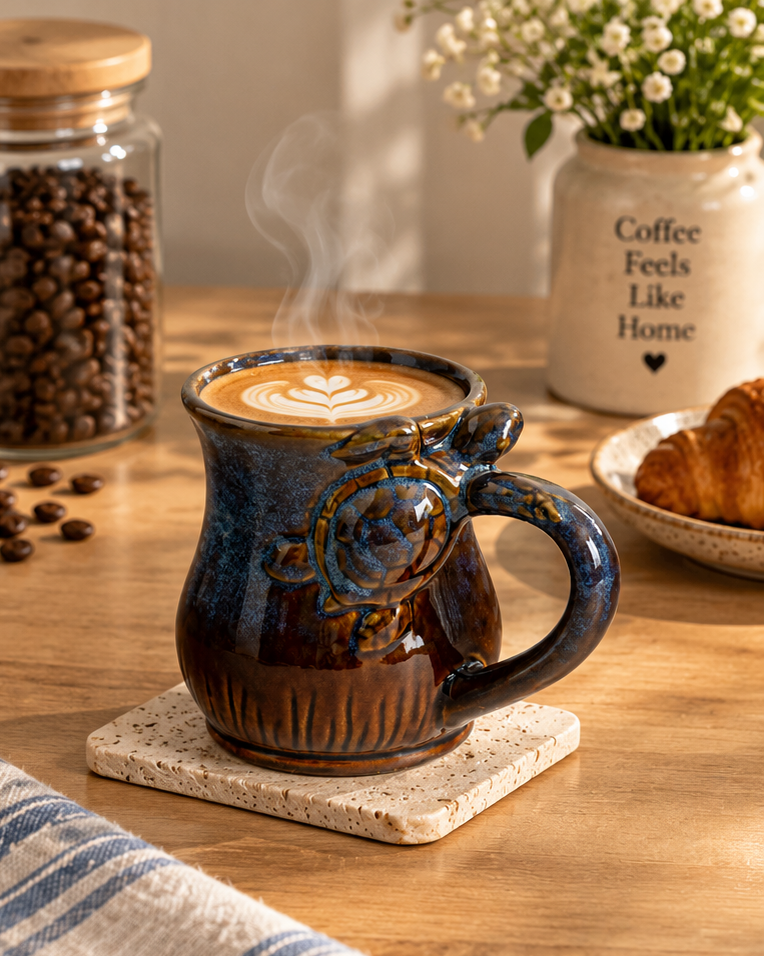 Azure Tide Sea Turtle Ceramic Mug