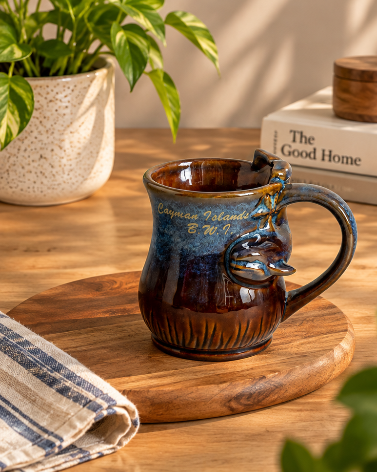 Azure Depths Dolphin & Starfish Ceramic Mug