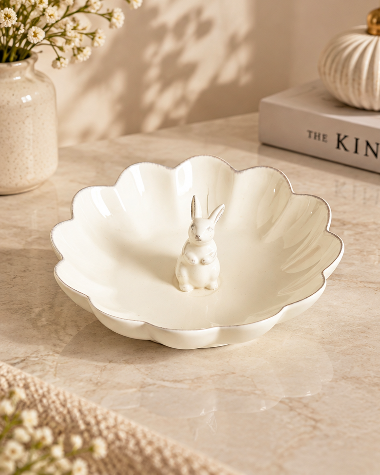 Bunny Rabbit Ring Dish - White