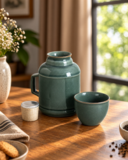 Crackle Glaze Carafe & Cup Set - Celadon Green