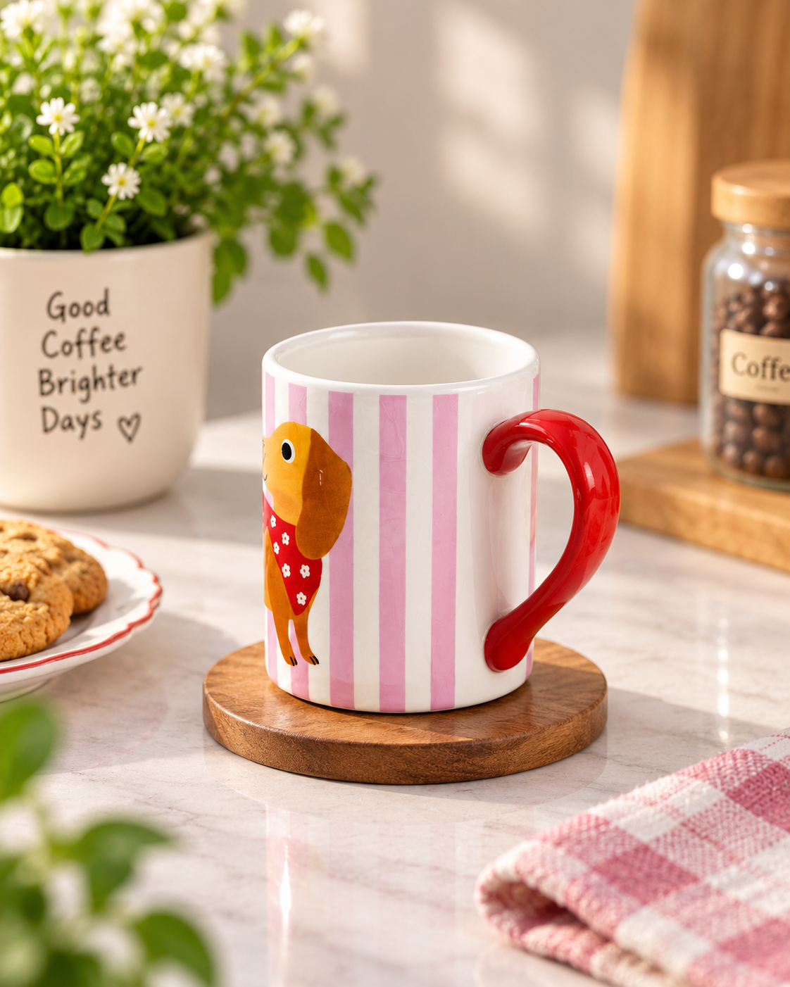 Dachshund Delight Striped Ceramic Mug
