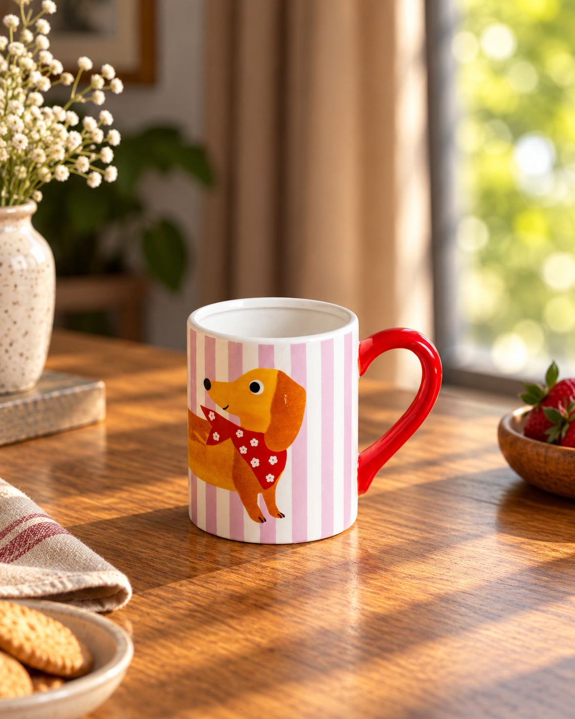 Dachshund Delight Striped Ceramic Mug