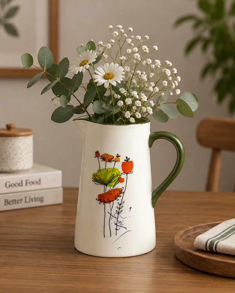 The Meadow Sketch Ceramic Pitcher Vase