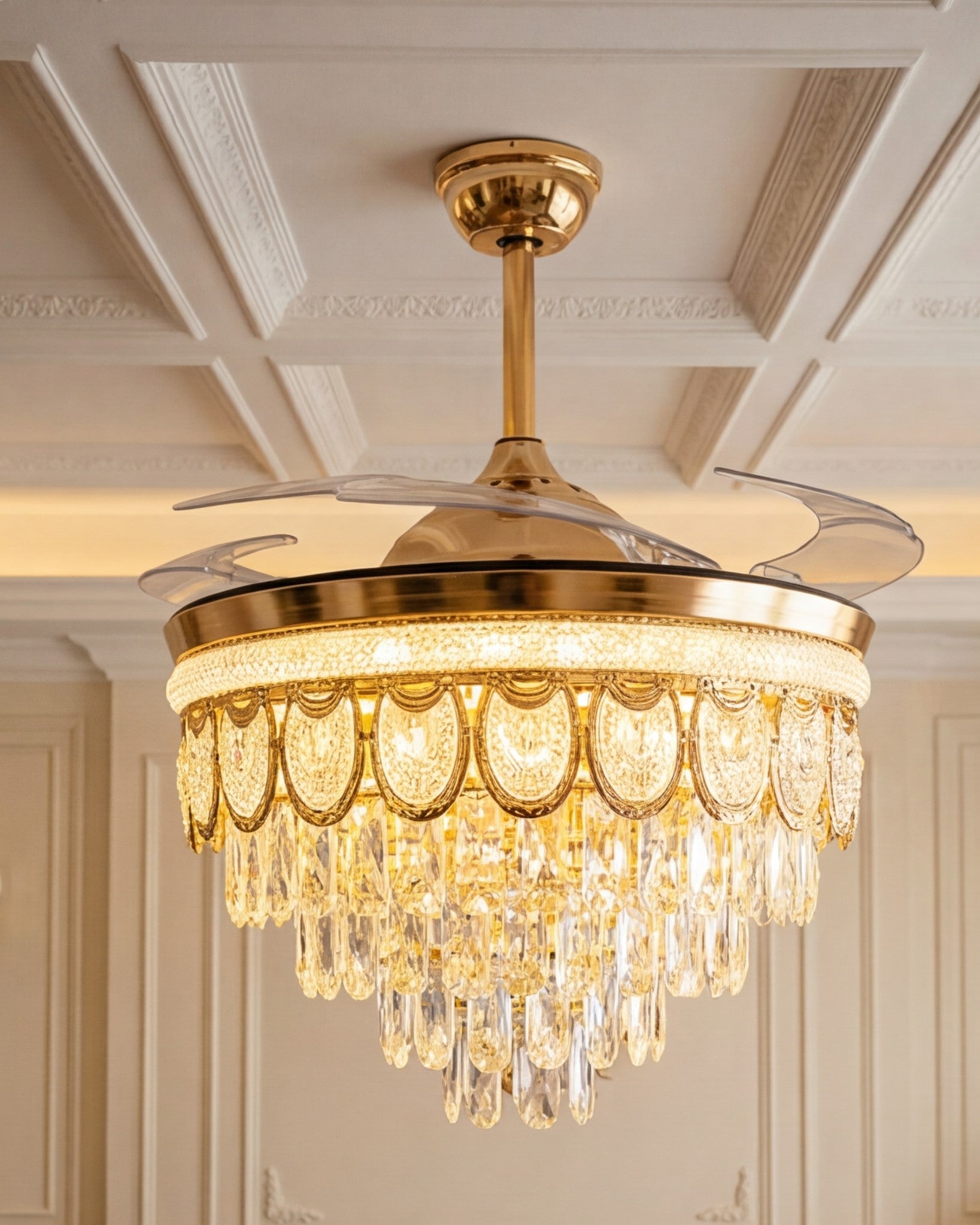 Imperial Drop Retractable Ceiling Fan + Chandelier Light (with Remote Control) 