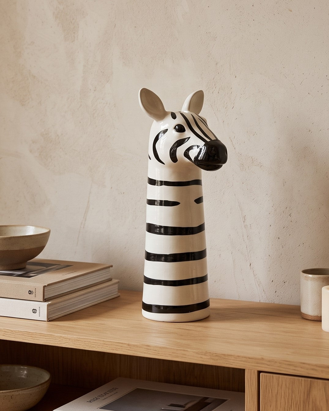 Monochrome Savannah Ceramic Zebra Vase