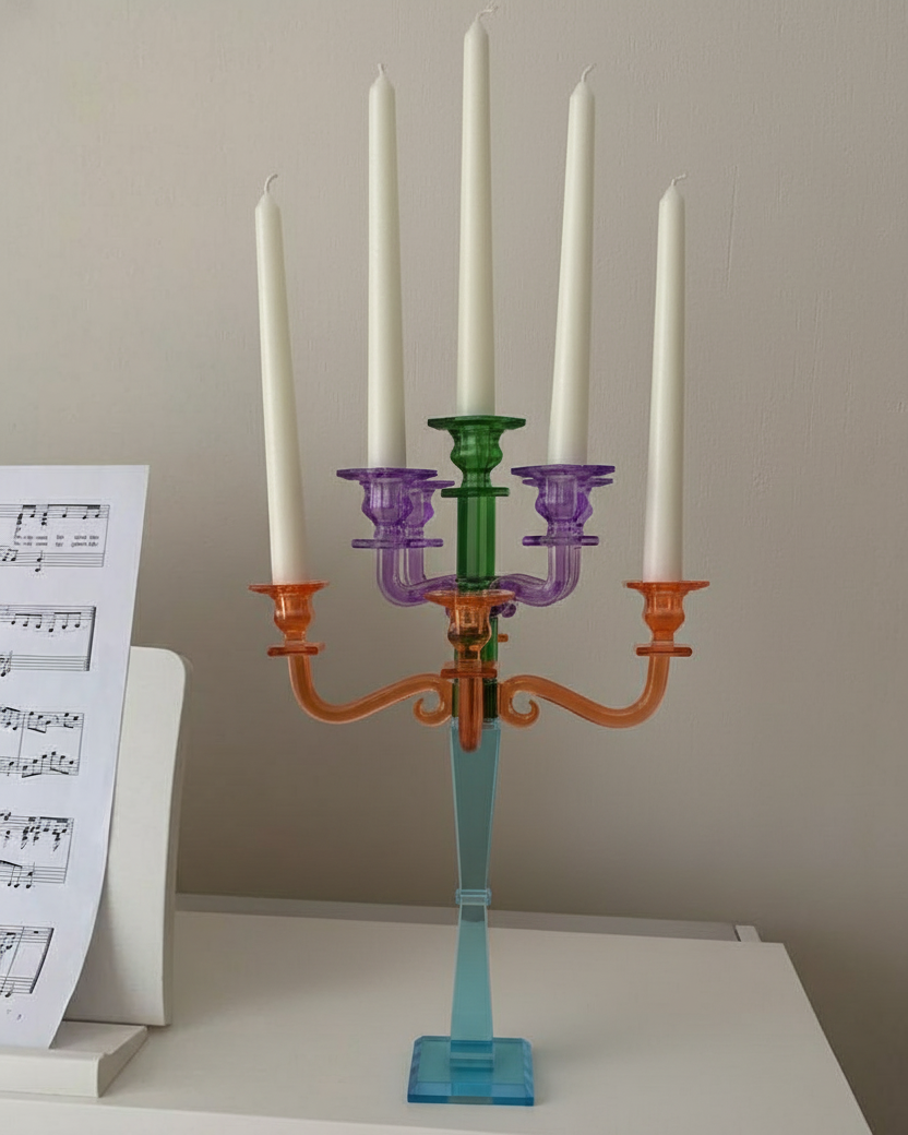 Prism Glow Multicolor Crystal Candle Stand 
