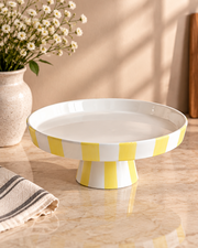 The Cabana Stripe Pedestal Cake Stand - Yellow