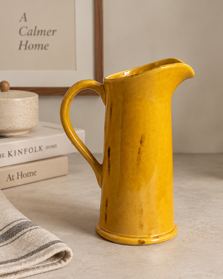 Ochre Craquelure Pitcher Vase
