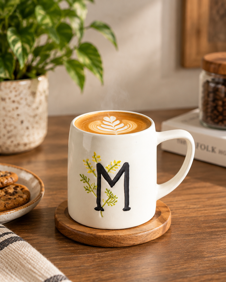 Mimosa Botanical Monogram Ceramic Mug