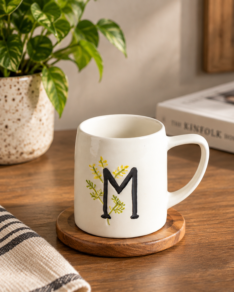 Mimosa Botanical Monogram Ceramic Mug