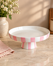 The Cabana Stripe Pedestal Cake Stand - Pink