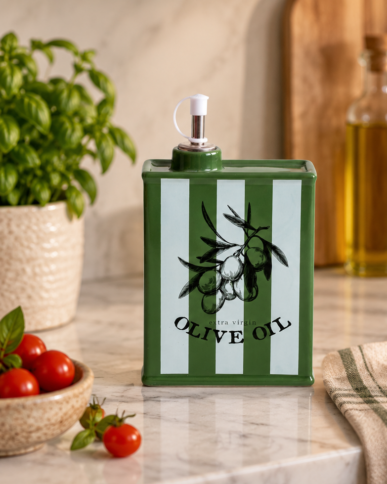 Verdant Stripe Ceramic Oil Dispenser