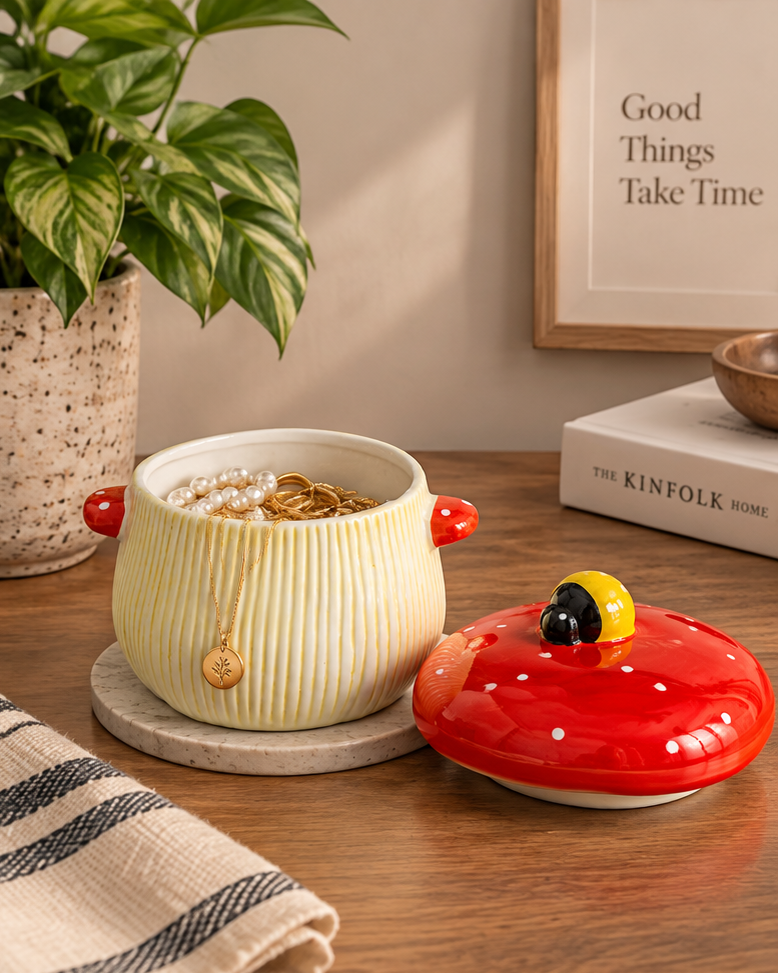 Enchanted Toadstool Ceramic Trinket Box