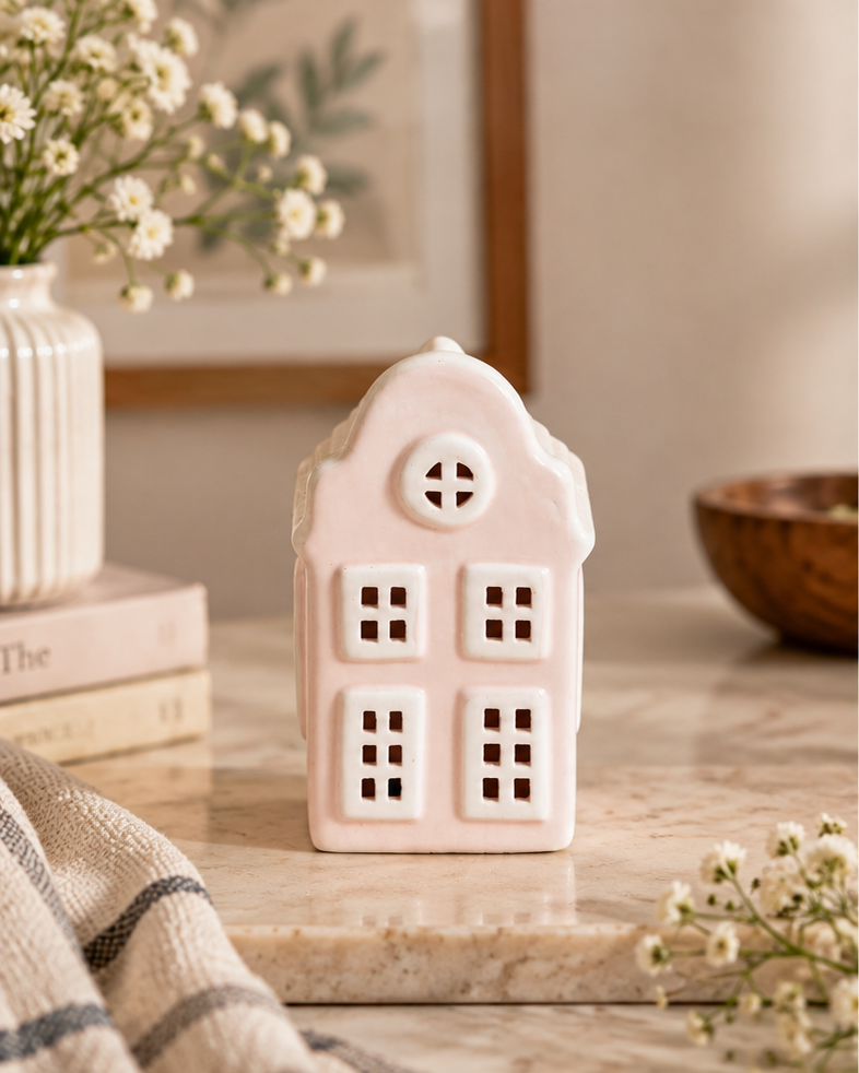 Dutch Canal House Candle Holder - White