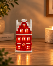 Dutch Canal House Candle Holder - Red