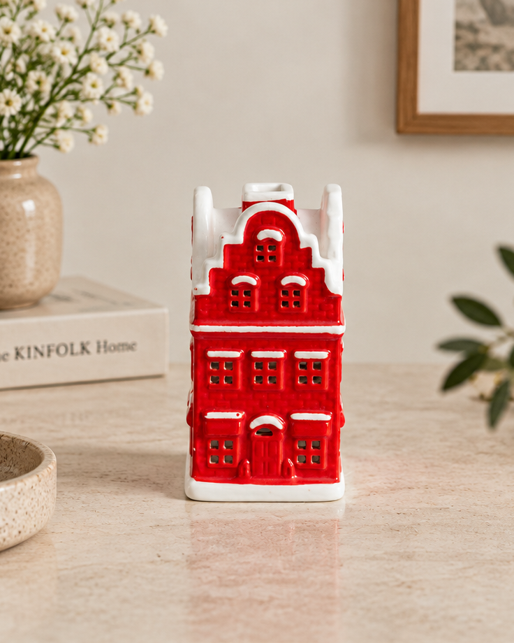 Dutch Canal House Candle Holder - Red