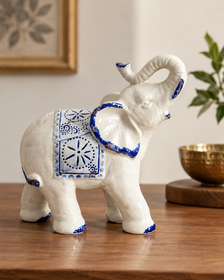 Cerulean Mosaic Fortune Elephant Figurine