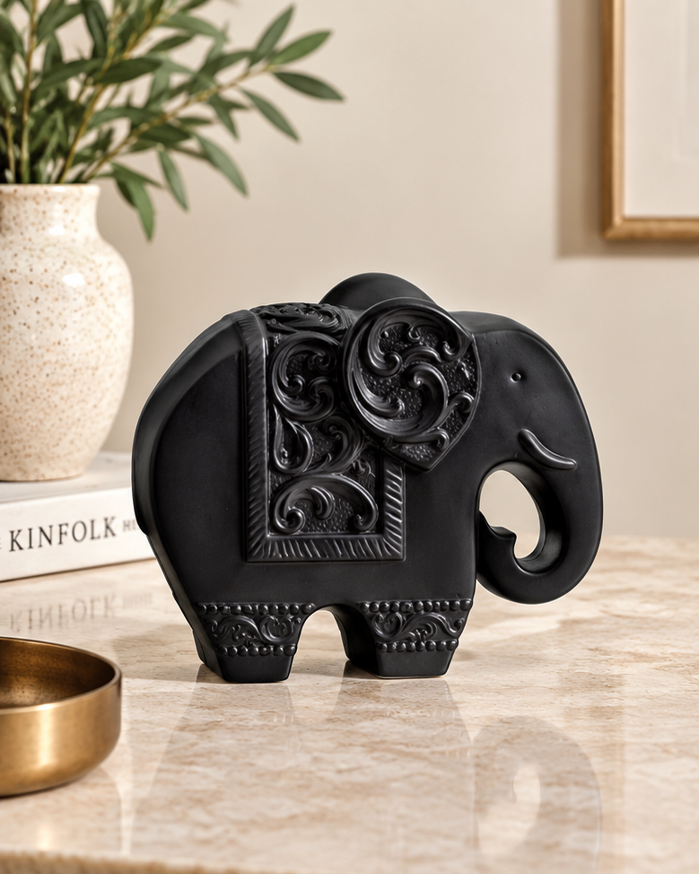 Baroque Onyx Elephant Figurine