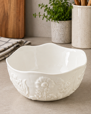 Botanical Heirloom Scalloped Ceramic Bowl