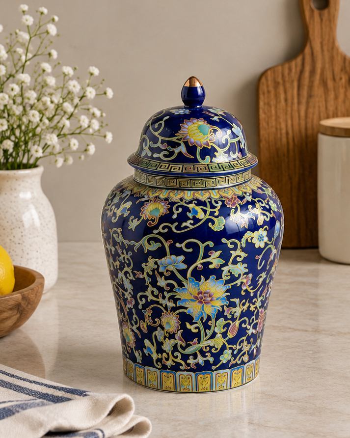 The Imperial Cobalt Blossom Kitchen Canister