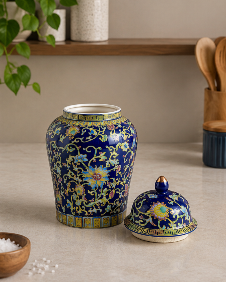 The Imperial Cobalt Blossom Kitchen Canister