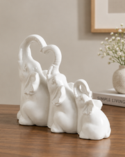 Elephant Family Heart Sculpture