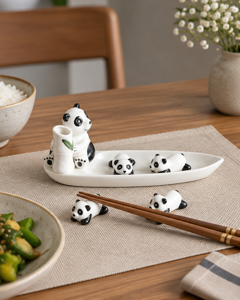 Panda Family Chopstick Holder