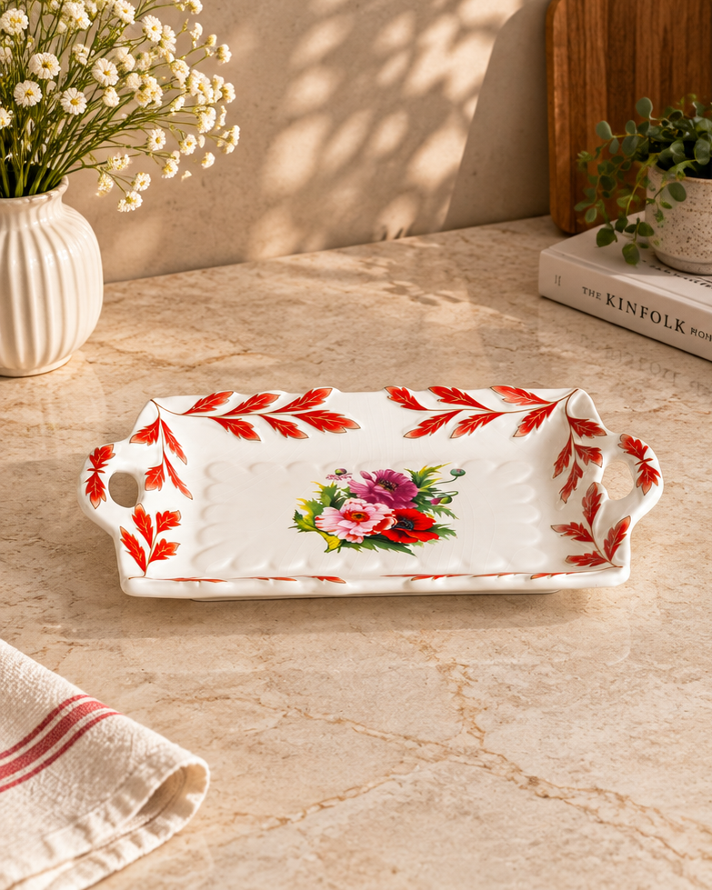 Mauve Rose Serving Platter - Red
