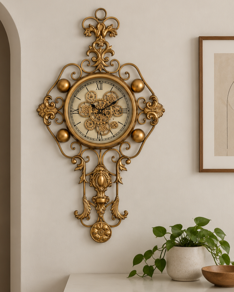 Regal Ornate Mechanical Gear Wall Clock