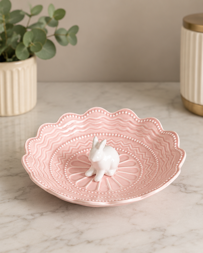 Bunny Rabbit Ring Dish - Pink