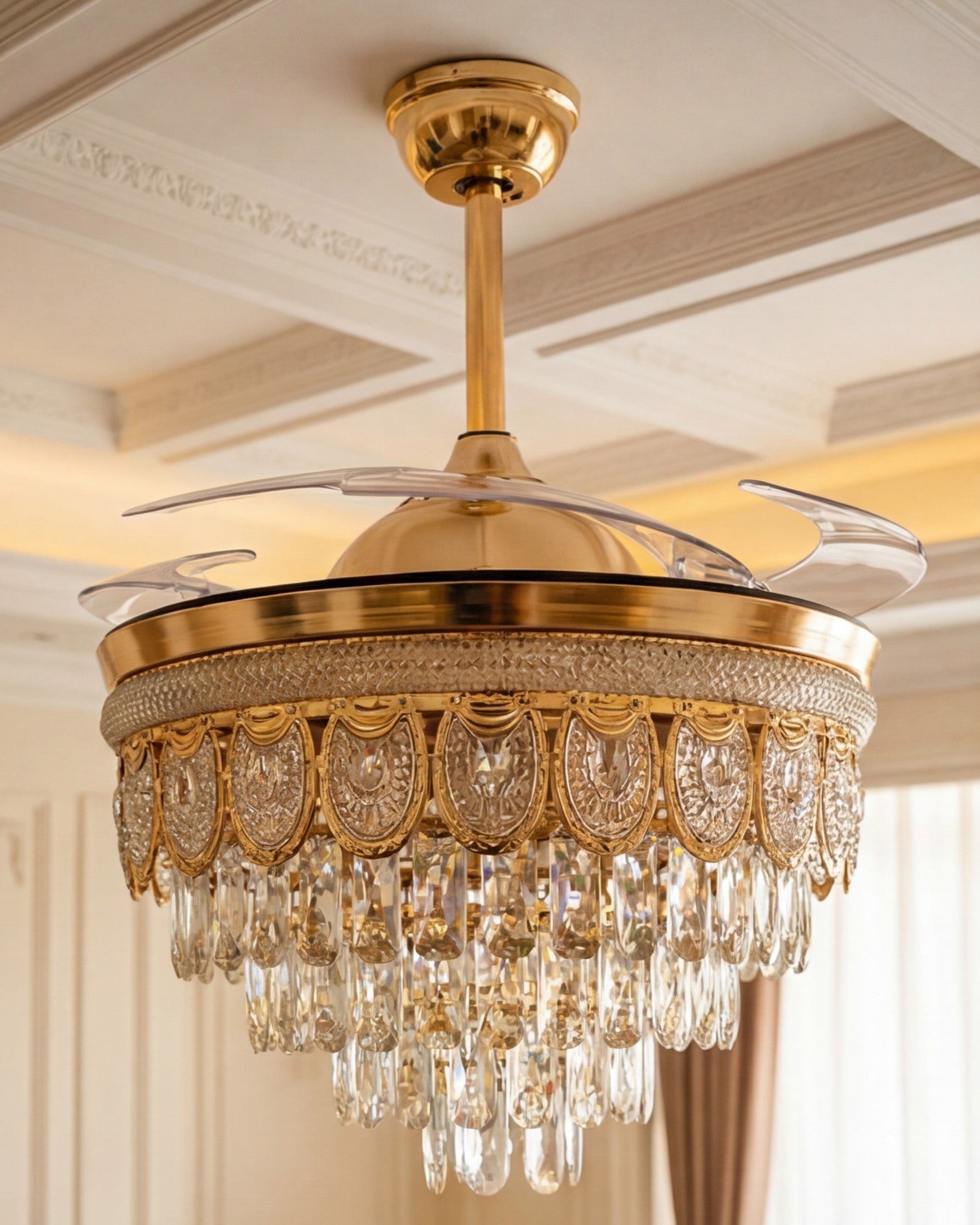 Imperial Drop Retractable Ceiling Fan + Chandelier Light (with Remote Control) 