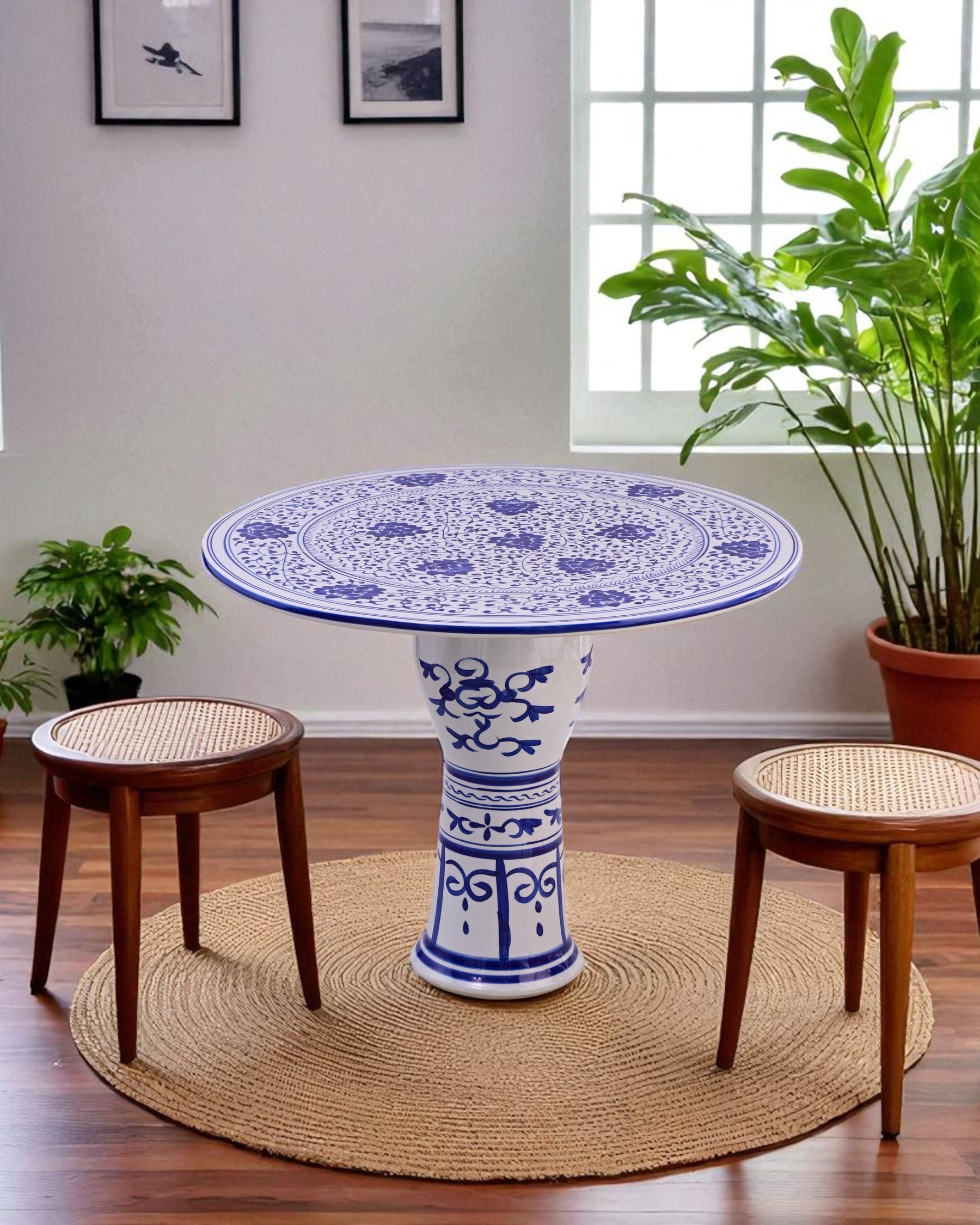 Blue & White Heritage Bloom Centerpiece Table 