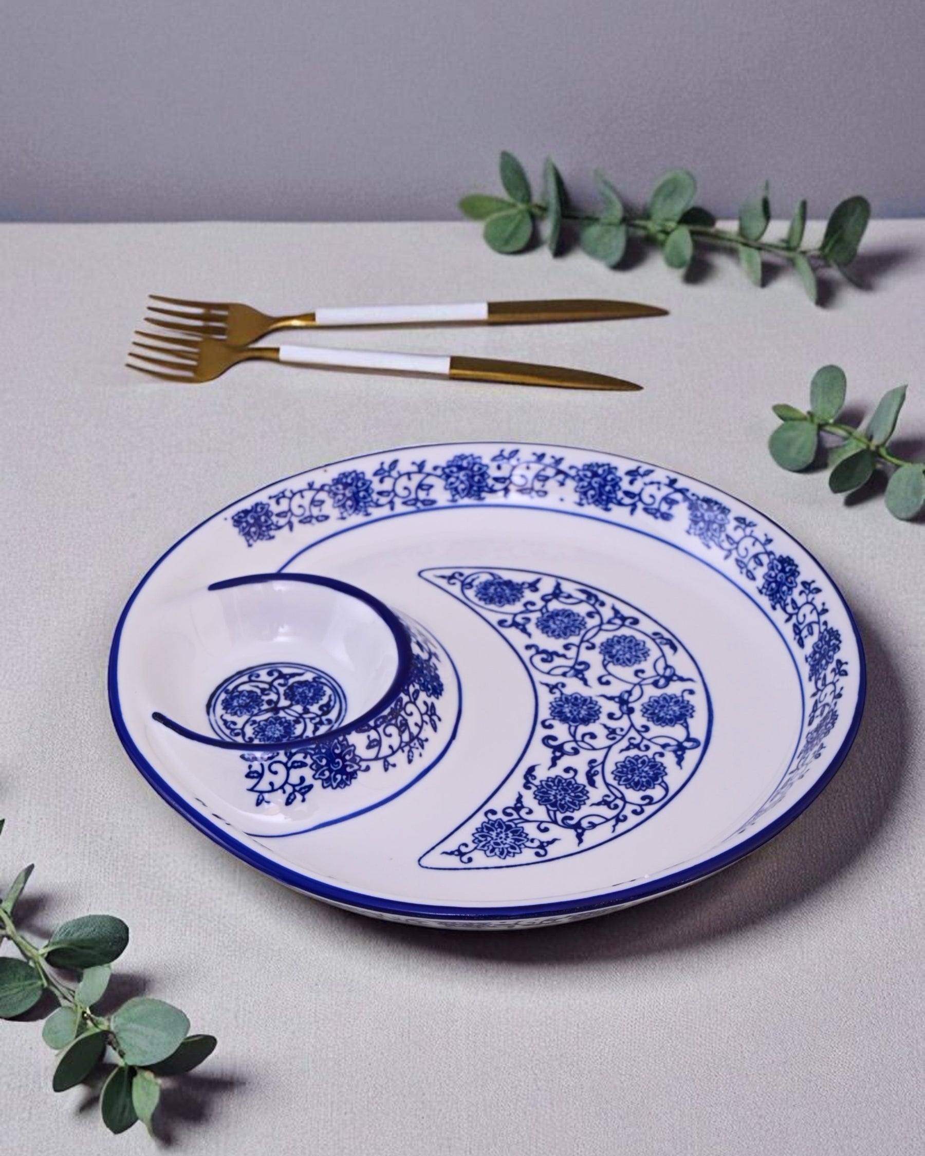 Vintage Blue & White Chip n Dip Platter 