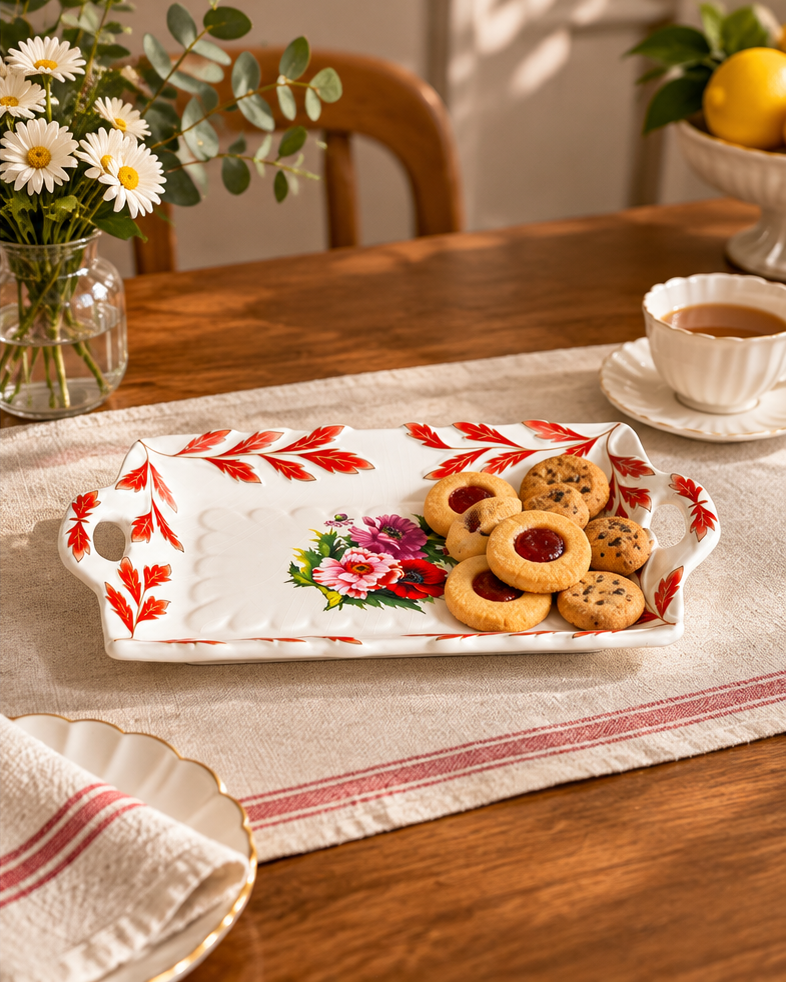 Mauve Rose Serving Platter - Red