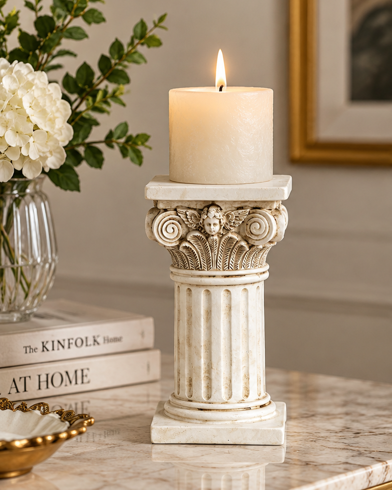 Classical Cherub Ionic Pillar Candle Stand
