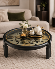 Industrial Gare Clock Center Table