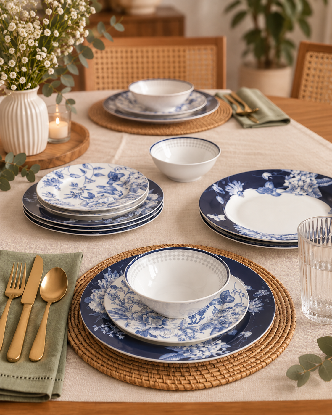 Midnight Bloom - 24 Pieces Dinner Set