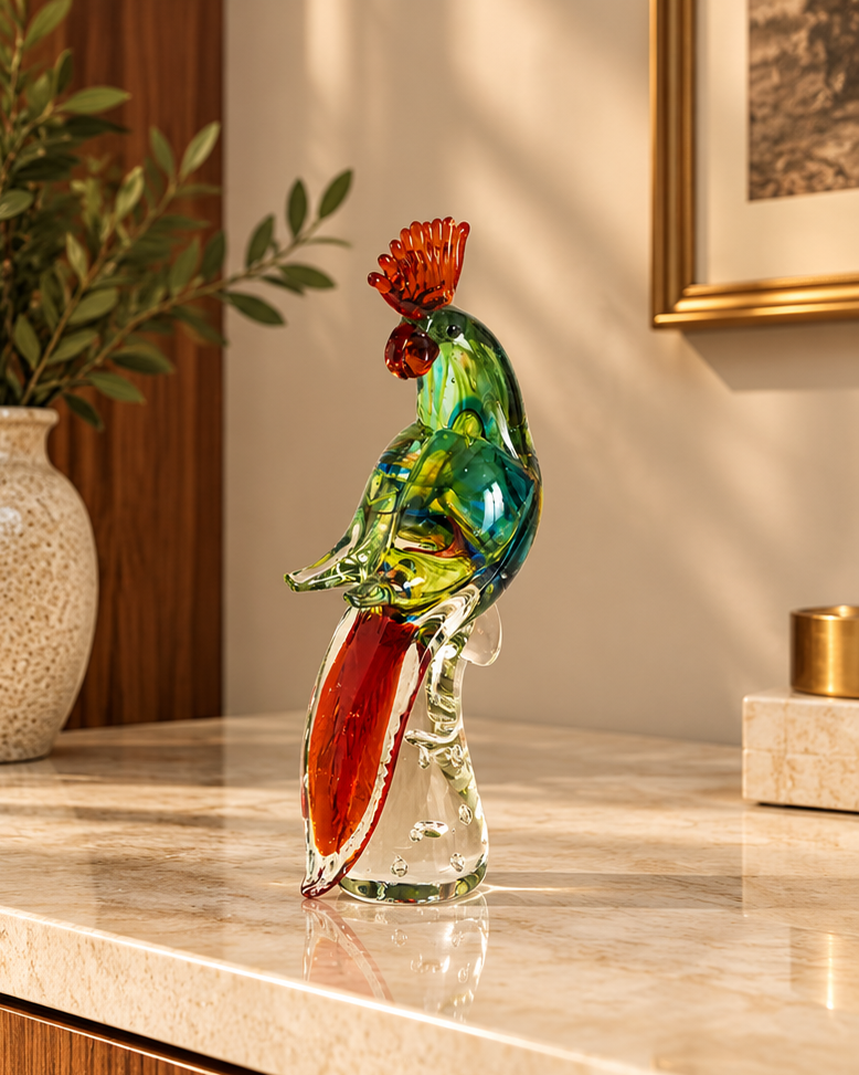 Exotic Tropical Parrot Glass Figurine