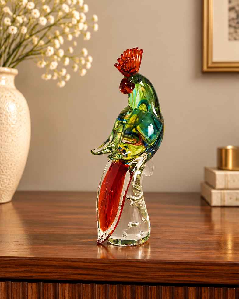 Exotic Tropical Parrot Glass Figurine