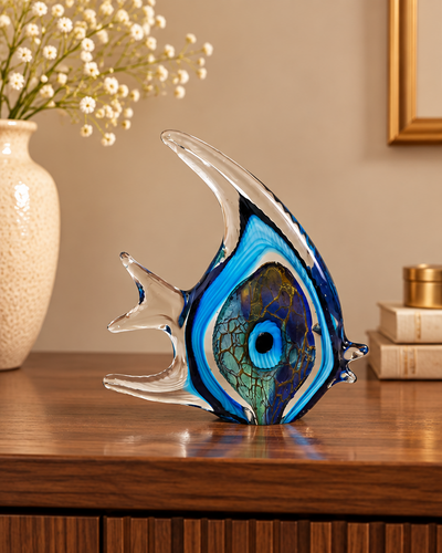 Ocean Angelfish Artistic Glass Figurine - Blue