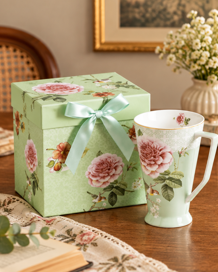The Sage Blossom Songbird Footed Mug