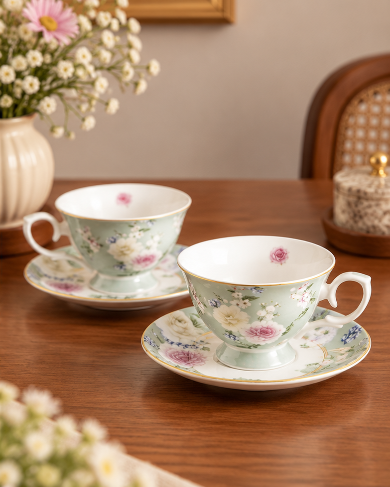 Enchanted Meadow Cup & Saucer - Set of 2