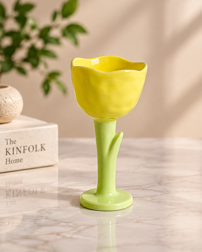 Sunny Tulip Ceramic Dessert Bowl