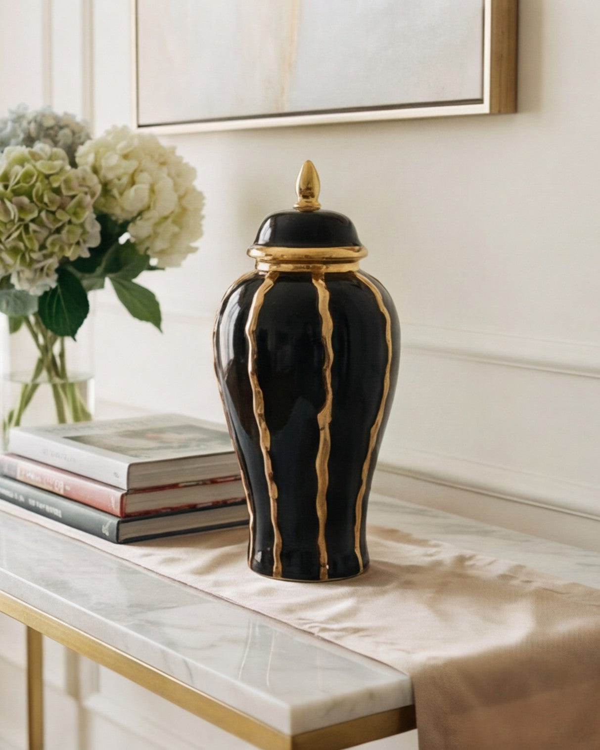 Royal Golden Ribbed Temple Jar - Large 