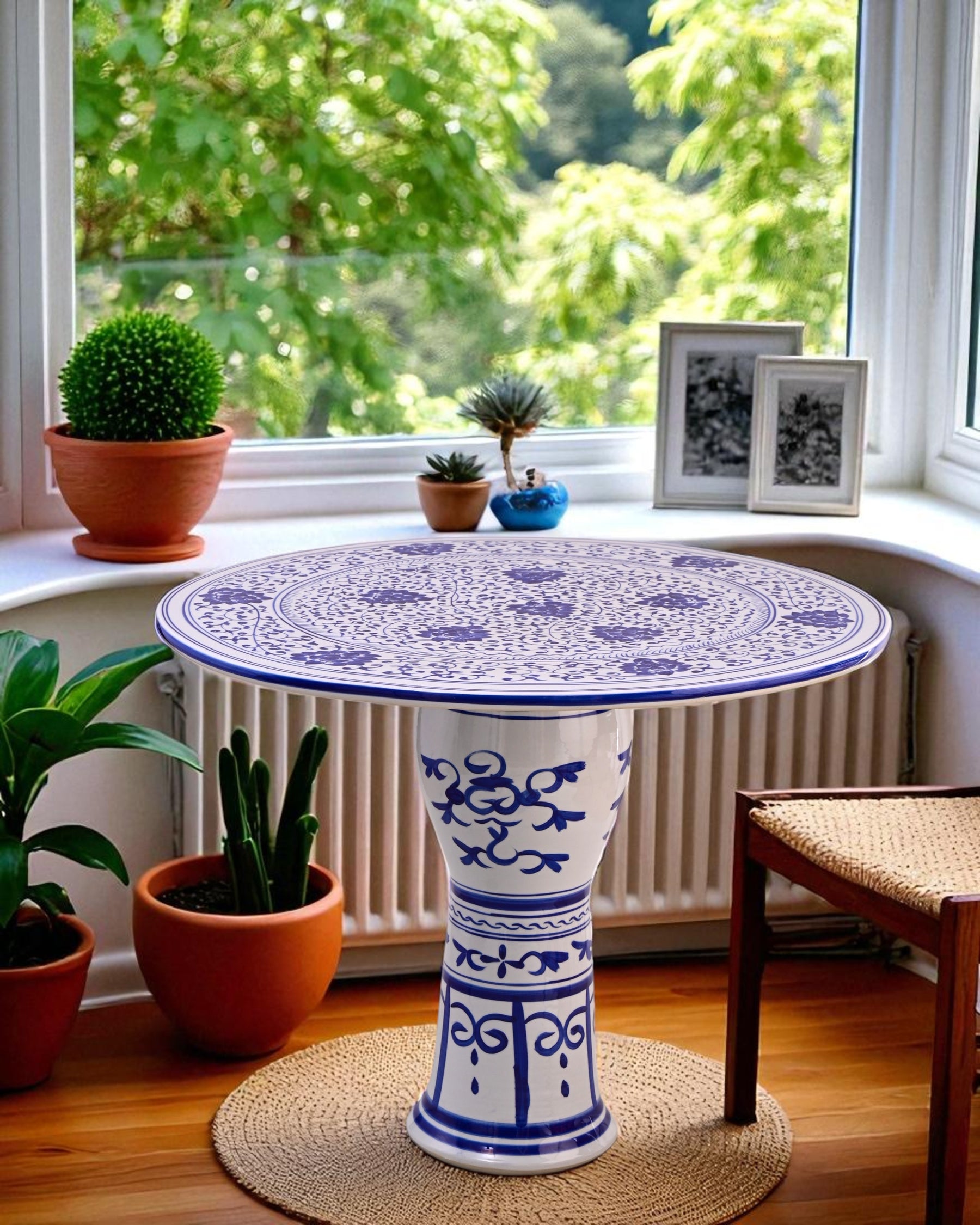 Blue & White Heritage Bloom Centerpiece Table 