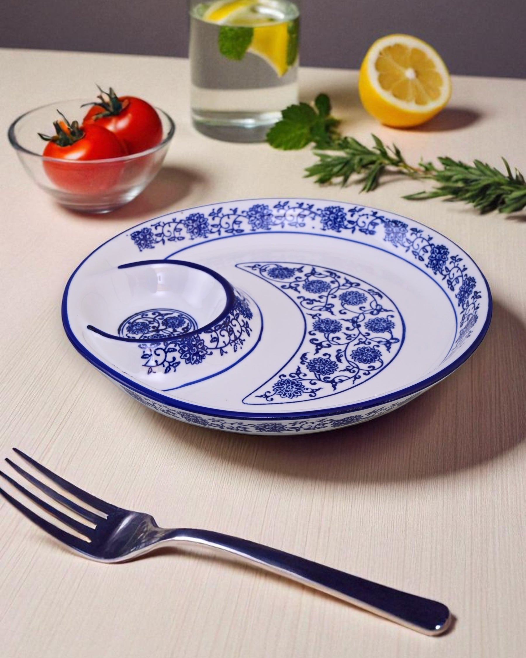 Vintage Blue & White Chip n Dip Platter 