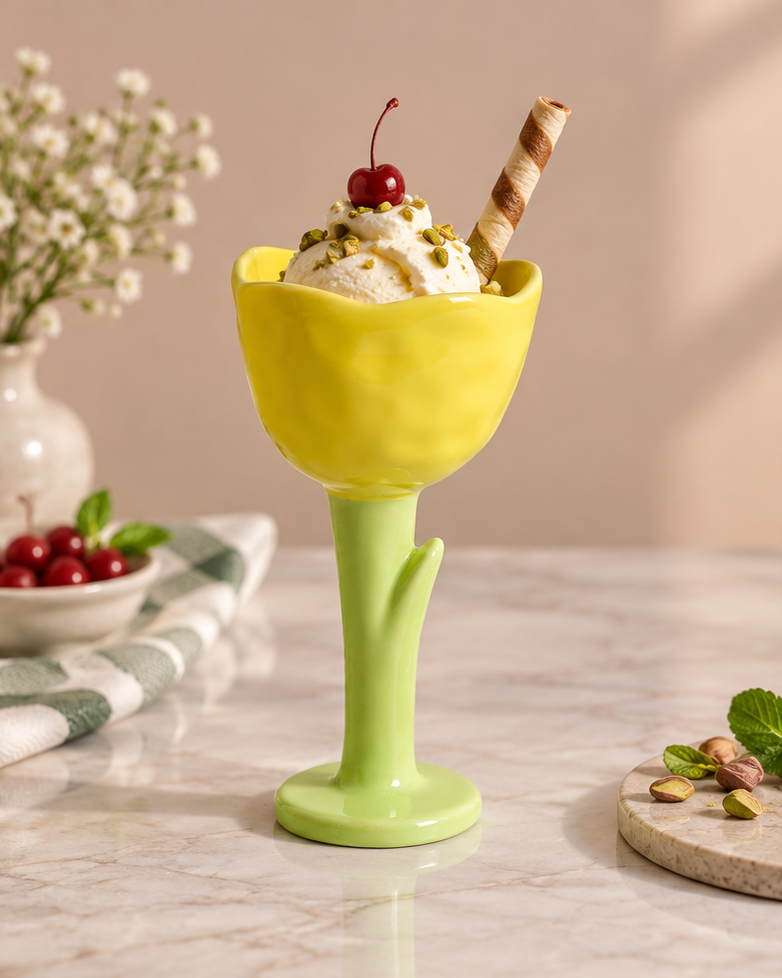 Sunny Tulip Ceramic Dessert Bowl