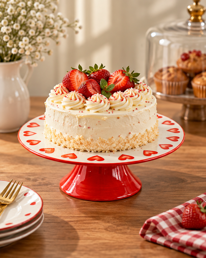 The Crimson Sweetheart Pedestal Cake Stand